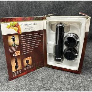 Vintage 1999 Turning Leaf Wine Bottle Vacuum Sealer 2 Stoppers Preserver Kit Box